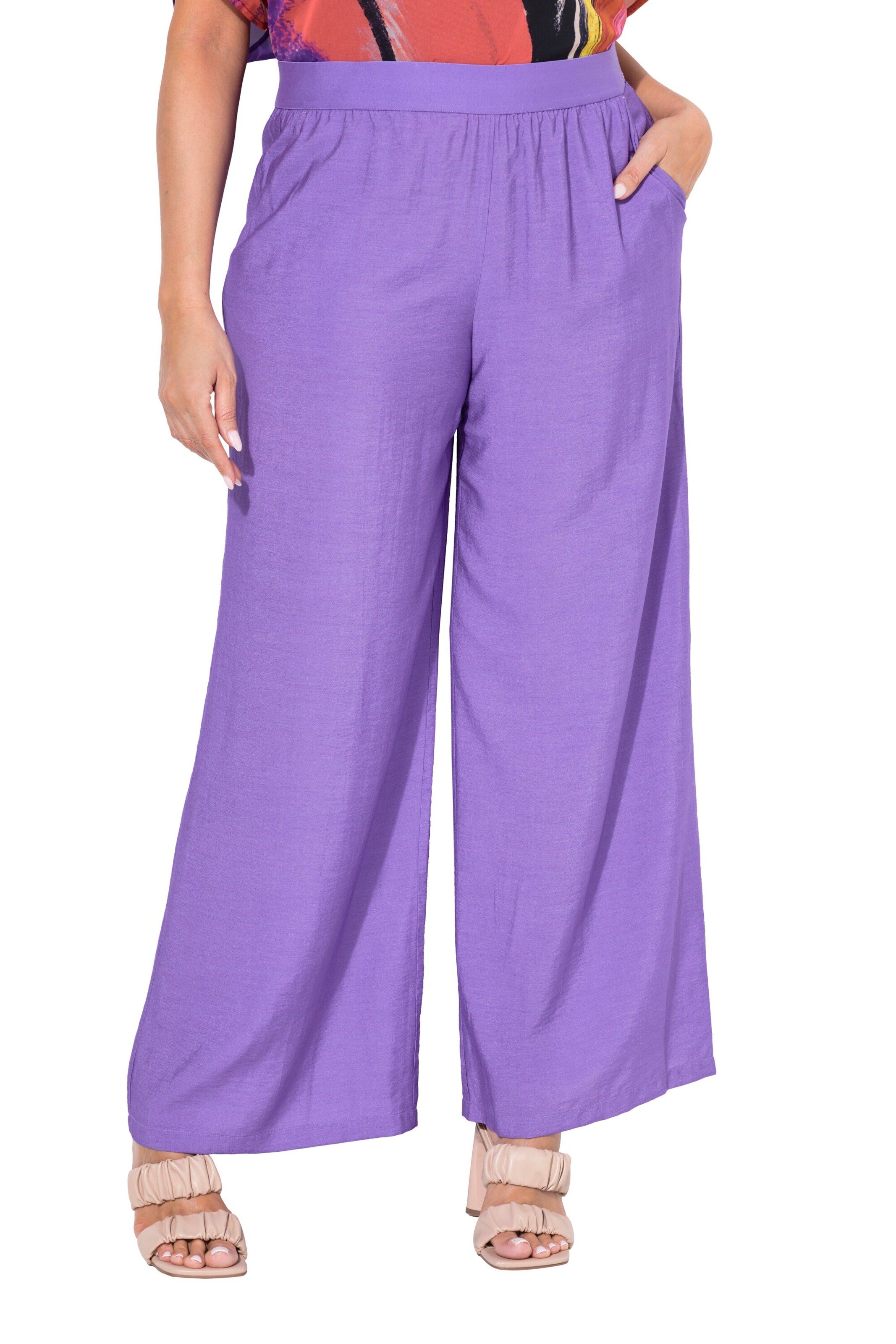 Ulla Popken Wide Leg Hose in Lila: Vorderseite