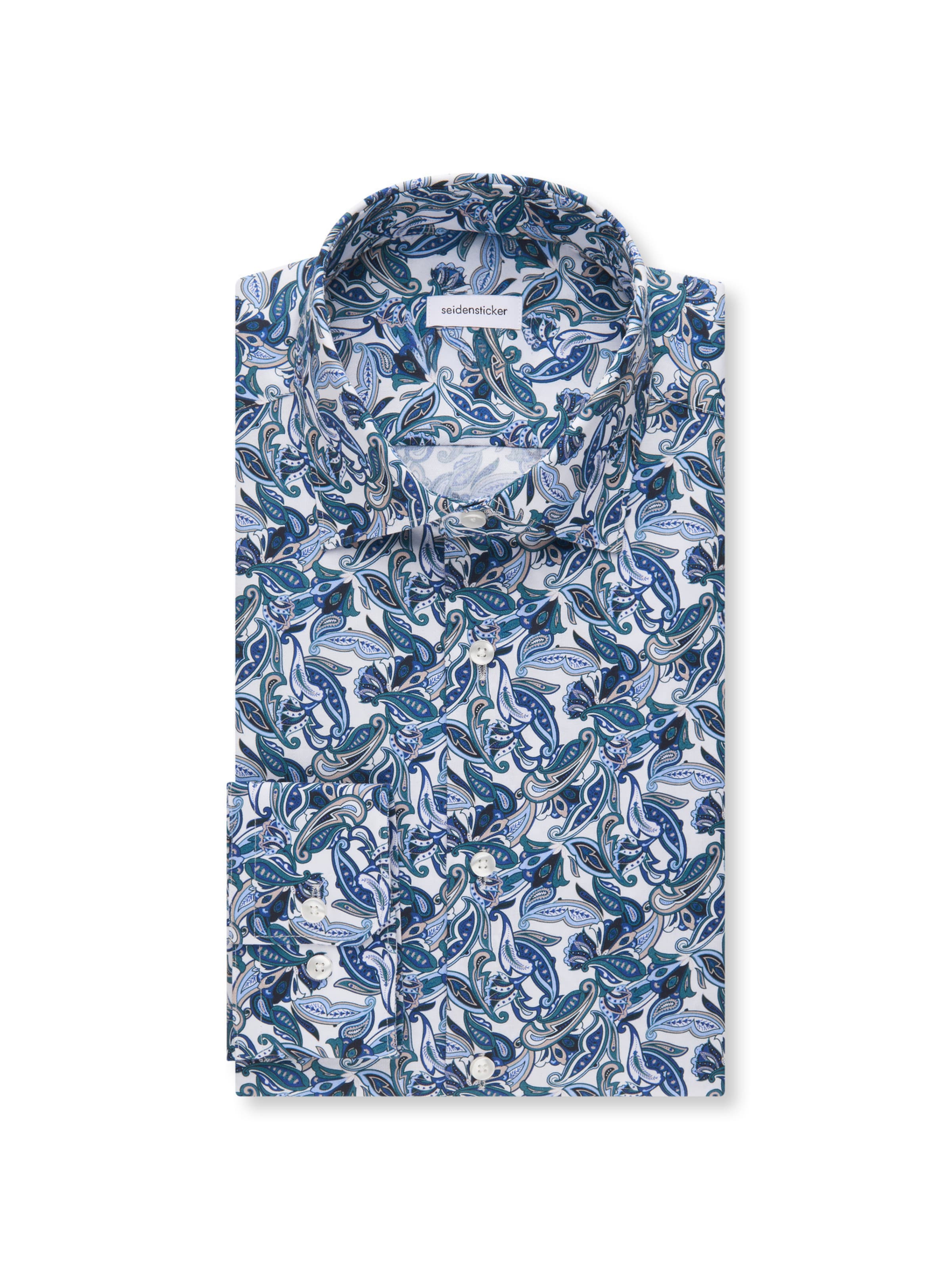 SEIDENSTICKER Regular fit Button Up Shirt 'Schwarze Rose ' in Blue