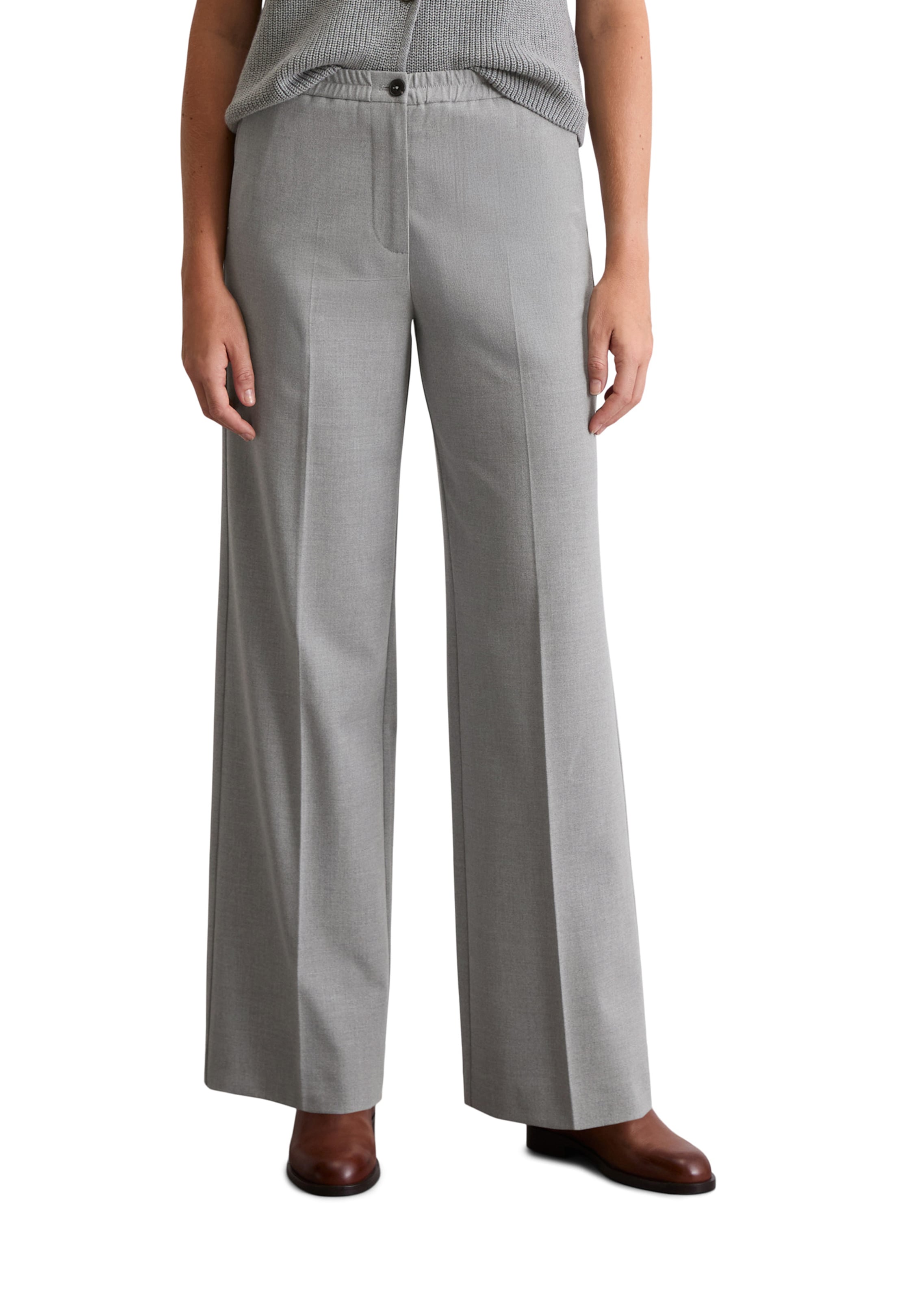 Marc O'Polo Loose fit Pleat-Front Pants in Grey: front