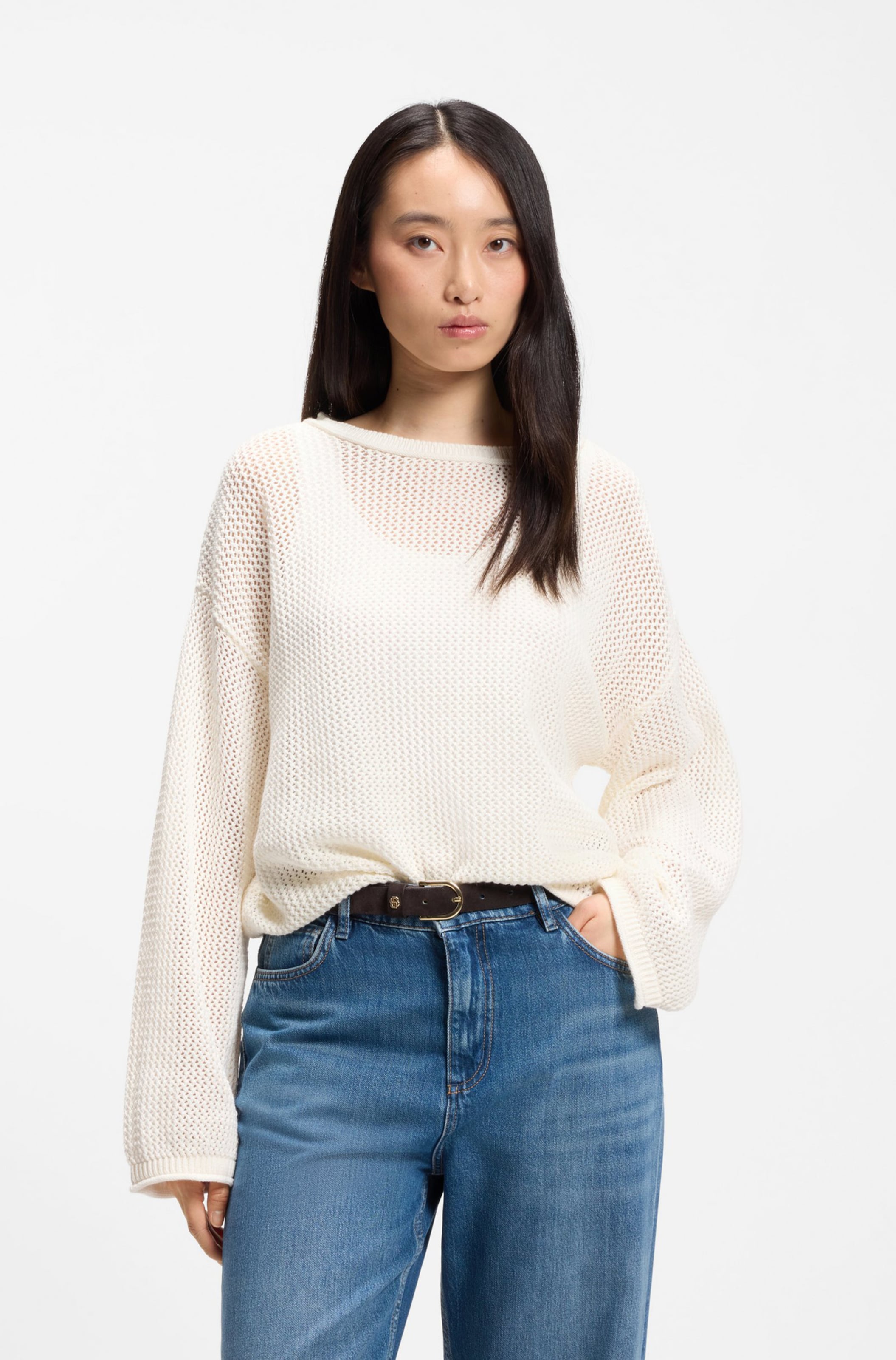 BOSS Sweatshirt in Weiß: Vorderseite