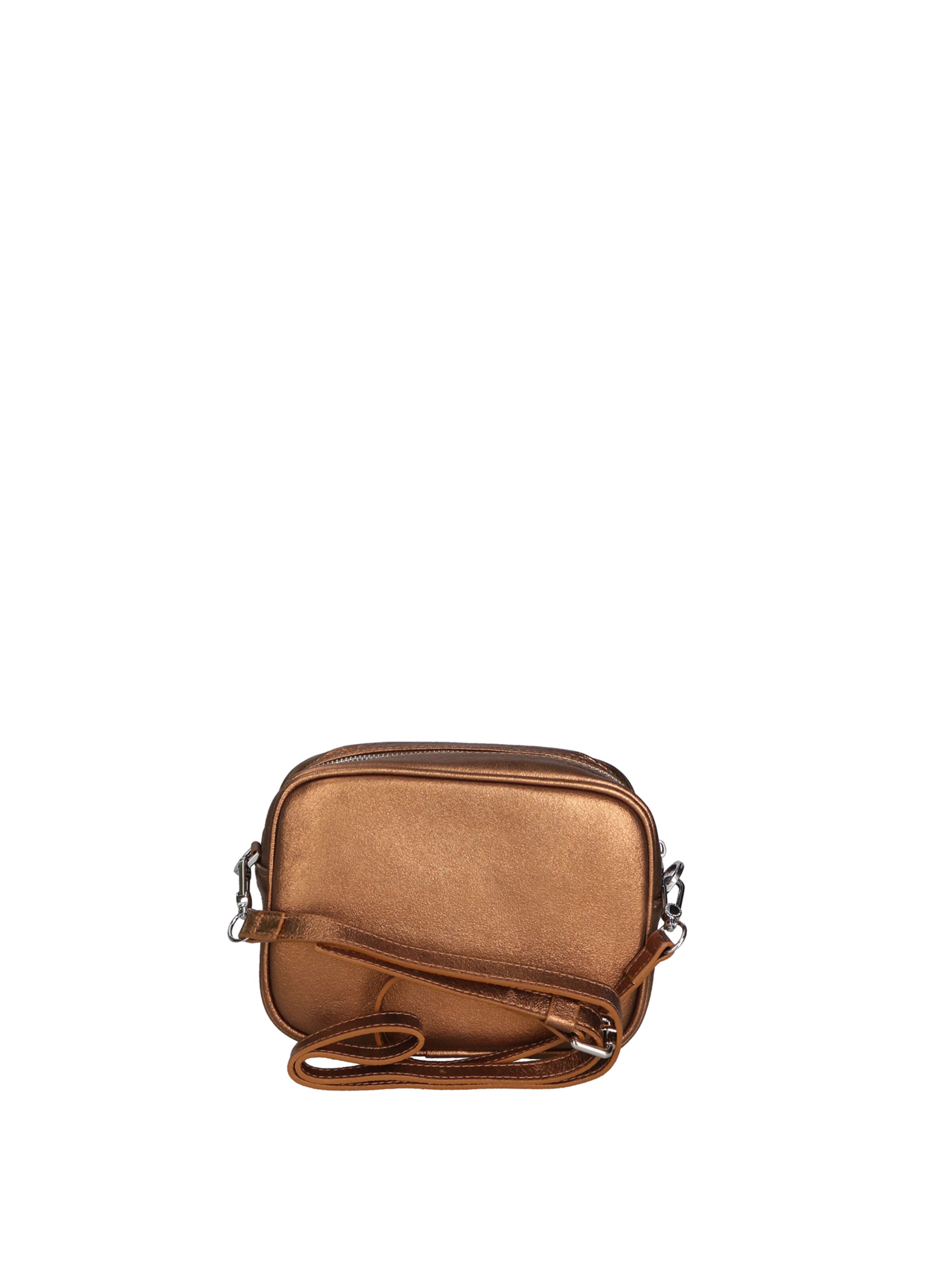 Borsa a tracolla 'Borsa a Tracolla Donna Pelle Laminata con Zip' di Virginia Rhinè in marrone