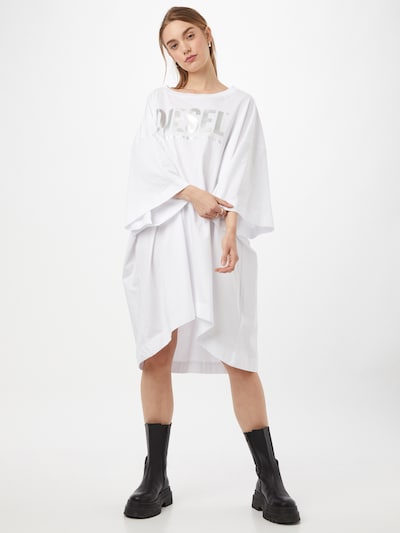 DIESEL Šaty 'EXTRA' - stříbrně šedá / bílá, Model/ka