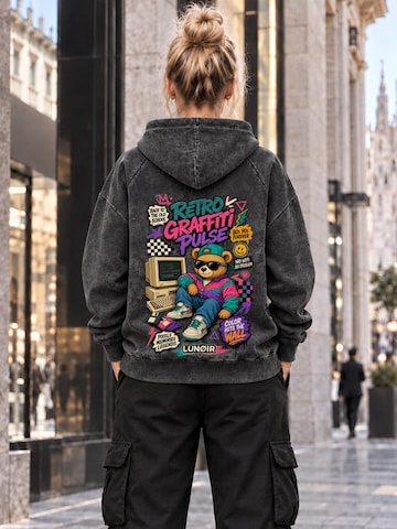 LUNØIR Studio Mikina 'Retro Graffiti Pulse' – černá