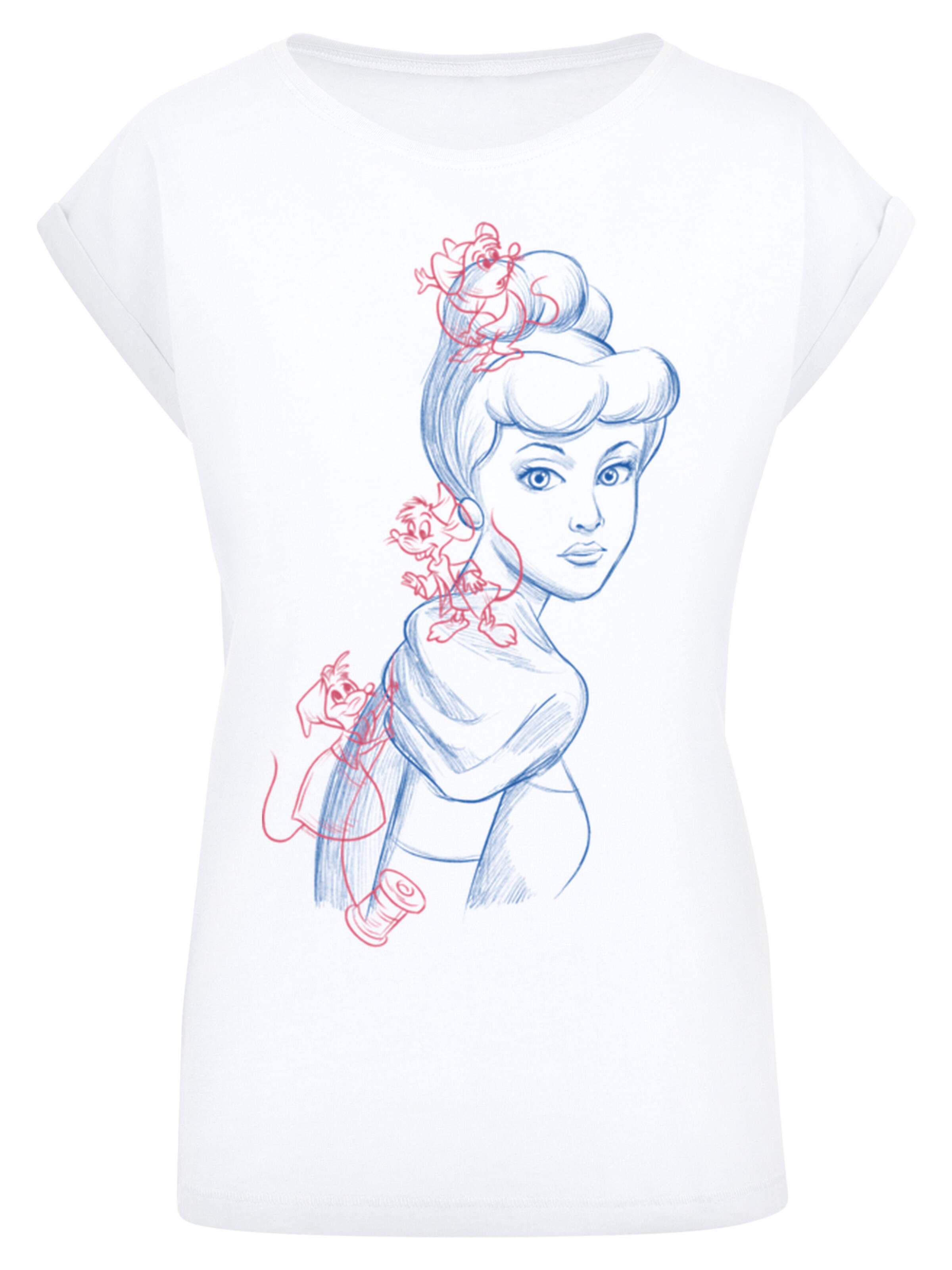T-shirt 'Cinderella Mouse Sketch' F4NT4STIC en blanc : devant