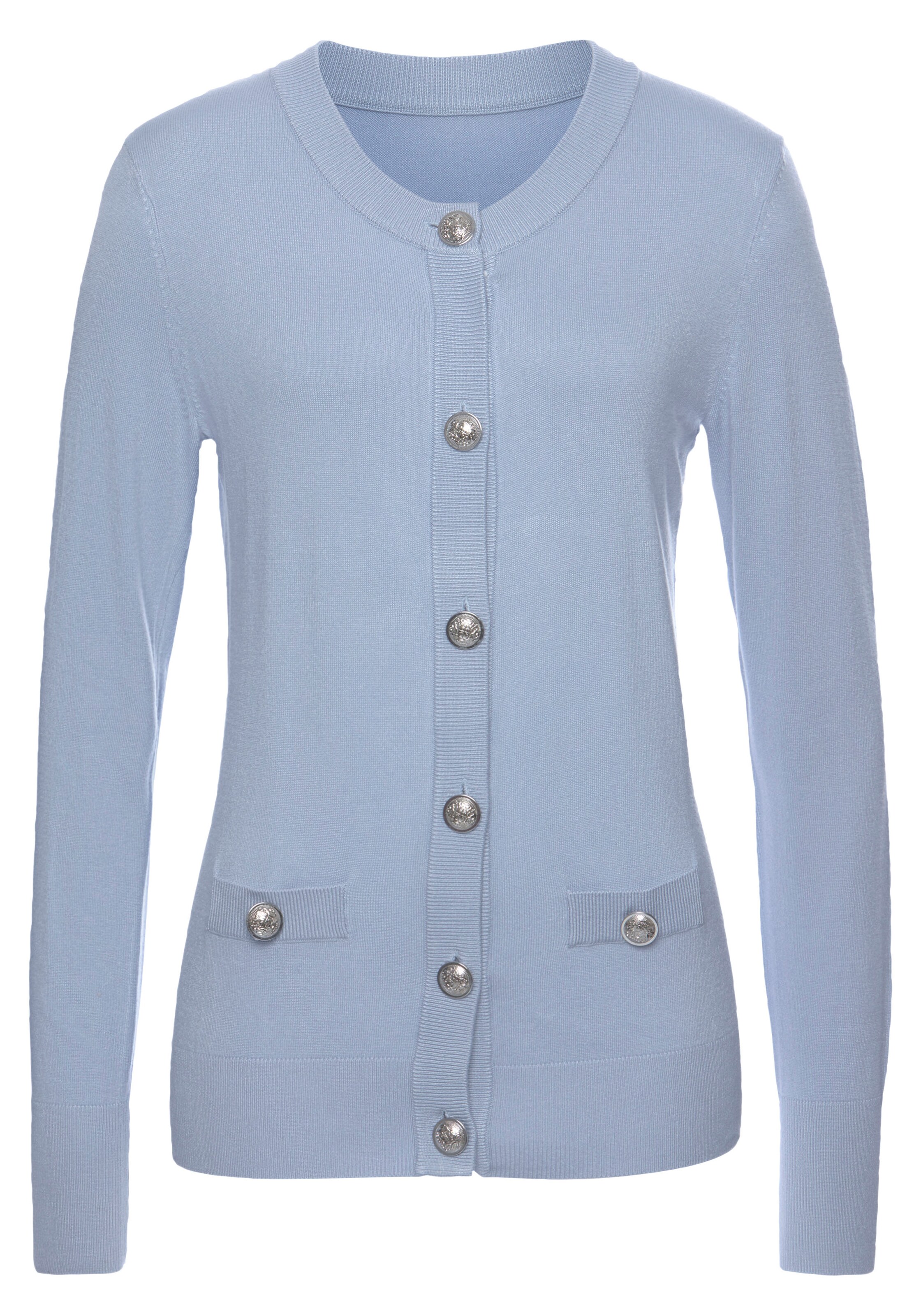 Frauen Große Größen VIVANCE Strickjacke in Hellblau - VP77871 Frauen Große Größen VIVANCE Strickjacke in Hellblau - VP77871