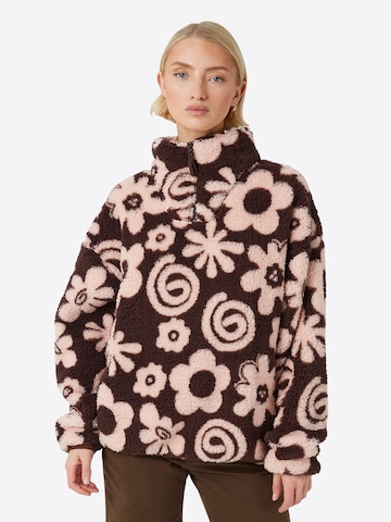 BRAVE SOUL Fleece jas in Bruin: voorkant
