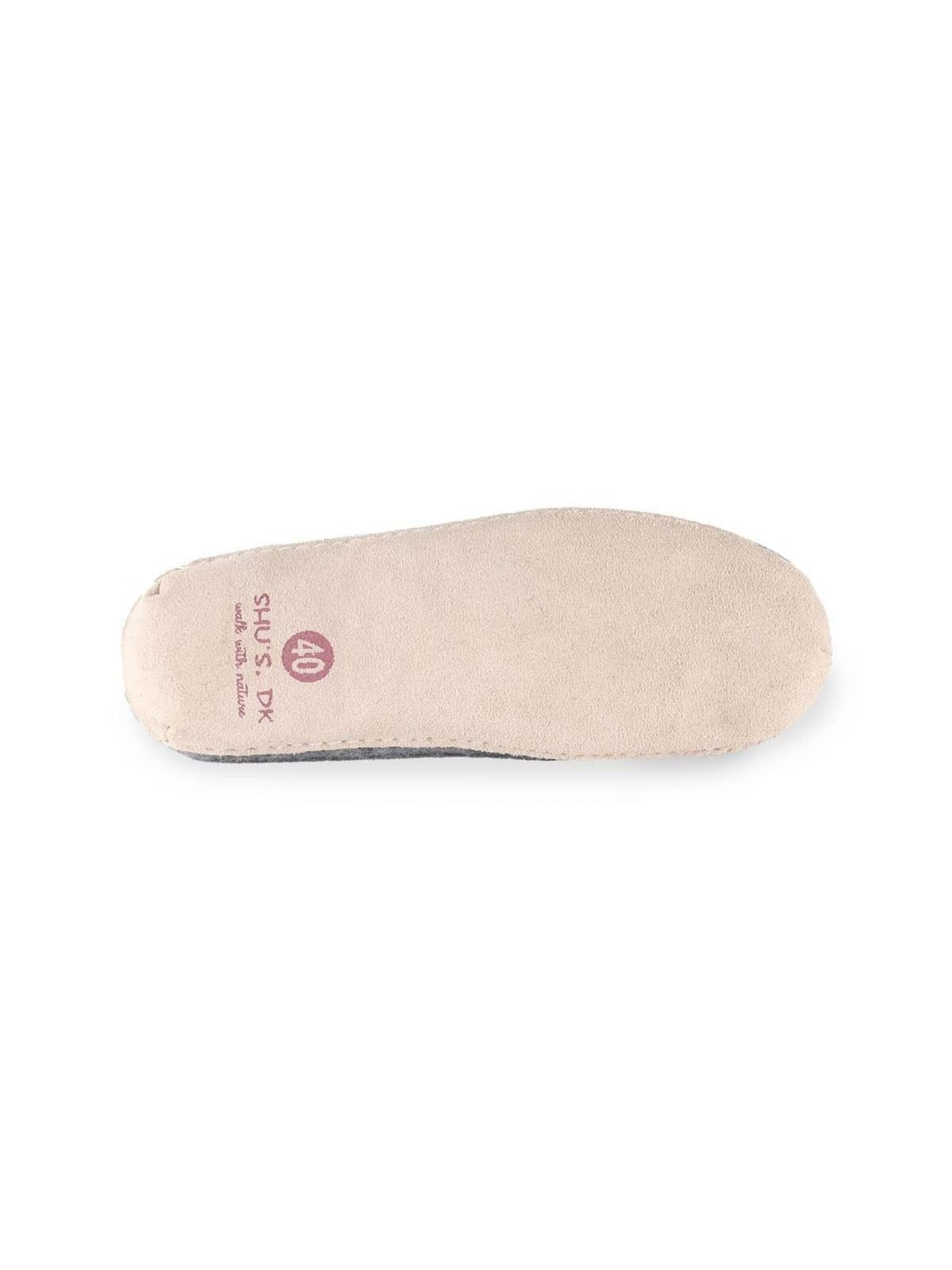 SHUS walk with nature Huisschoenen 'Uldhjemmesko (100% ren uld) - m/sål i skind - Dansk Design fra SHUS' in Grijs