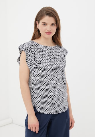 Finn Flare Sommerbluse 'Print' in Blau: Vorderseite