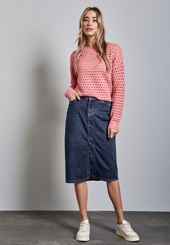 STREET ONE Midi Jeansrock in Blau