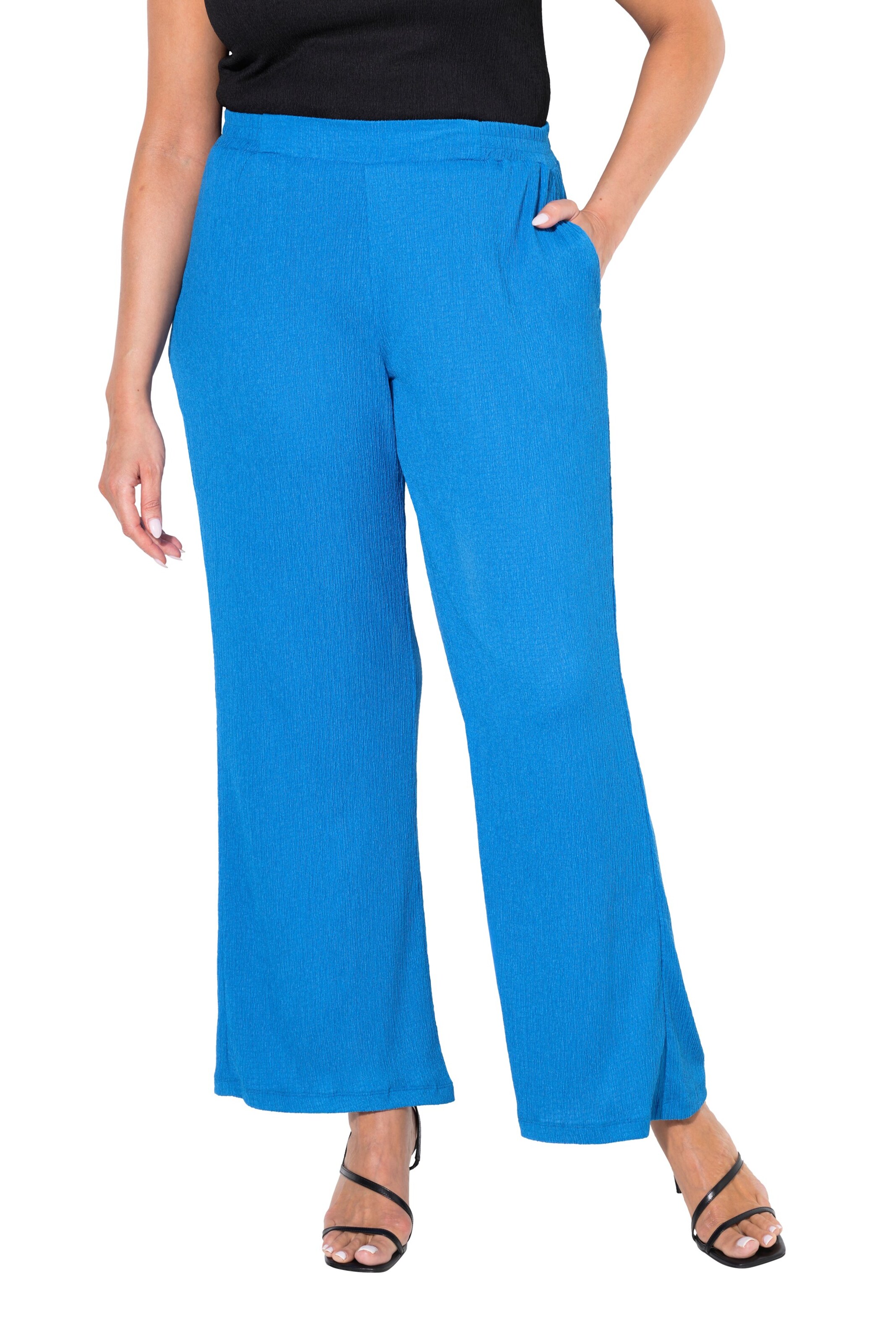 Ulla Popken Wide Leg Hose in Blau: Vorderseite