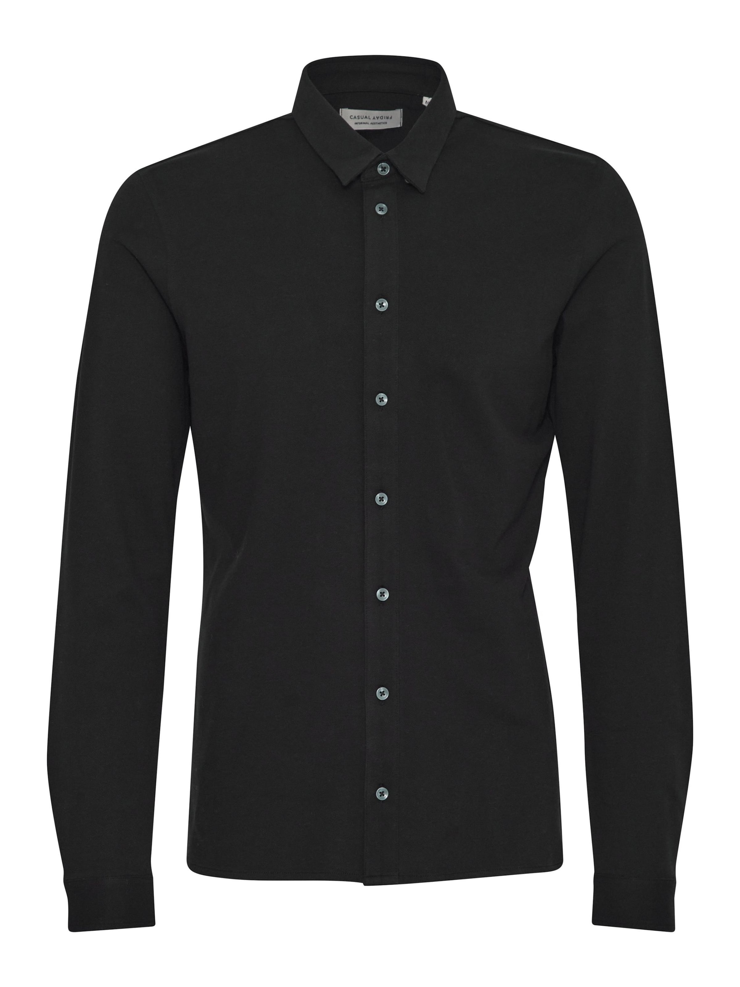 Casual Friday Slim Fit Hemd 'CF Arthur' in Schwarz: Vorderseite