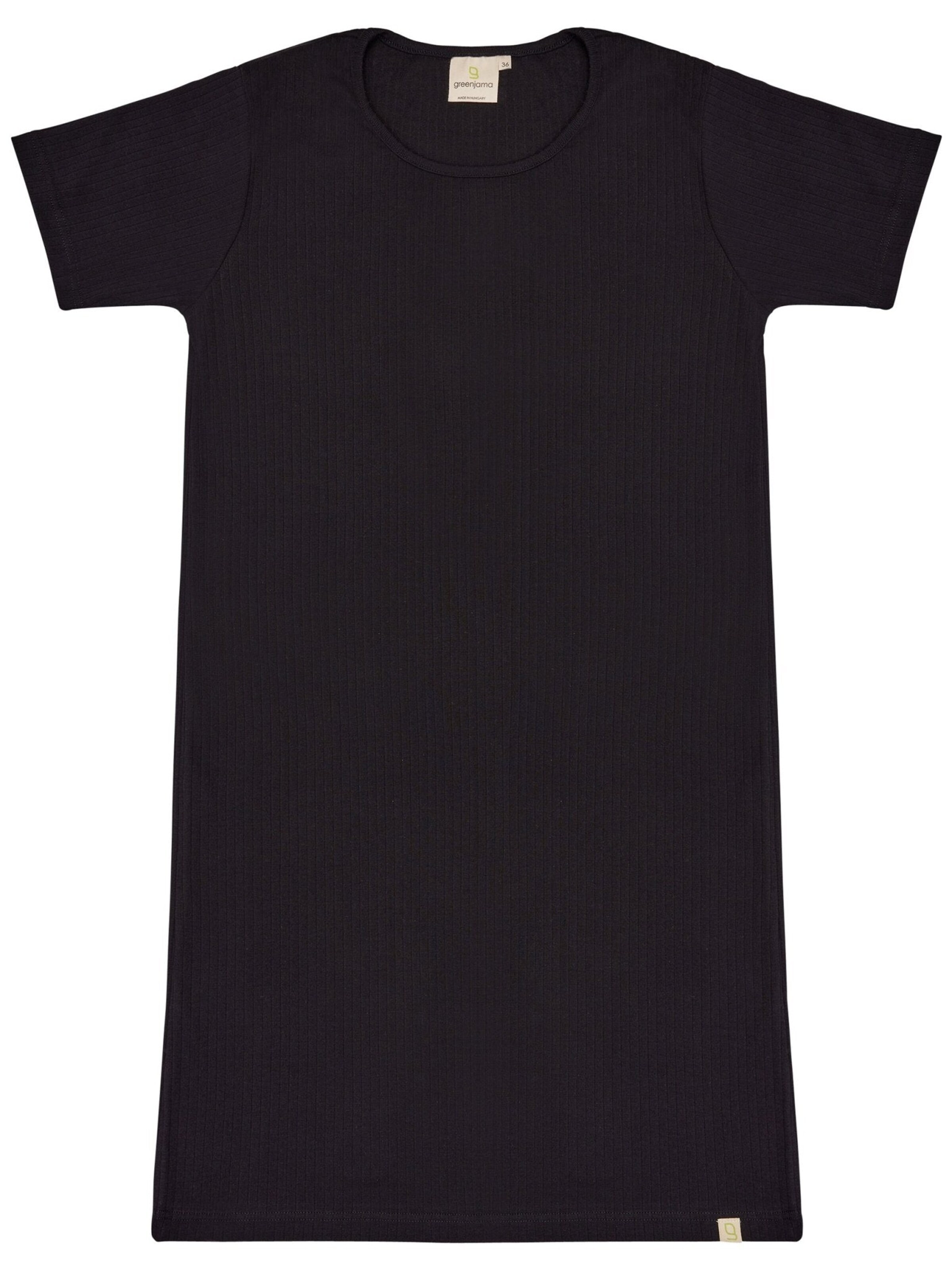 greenjama Nightgown 'Derby-Rib' in Black: front