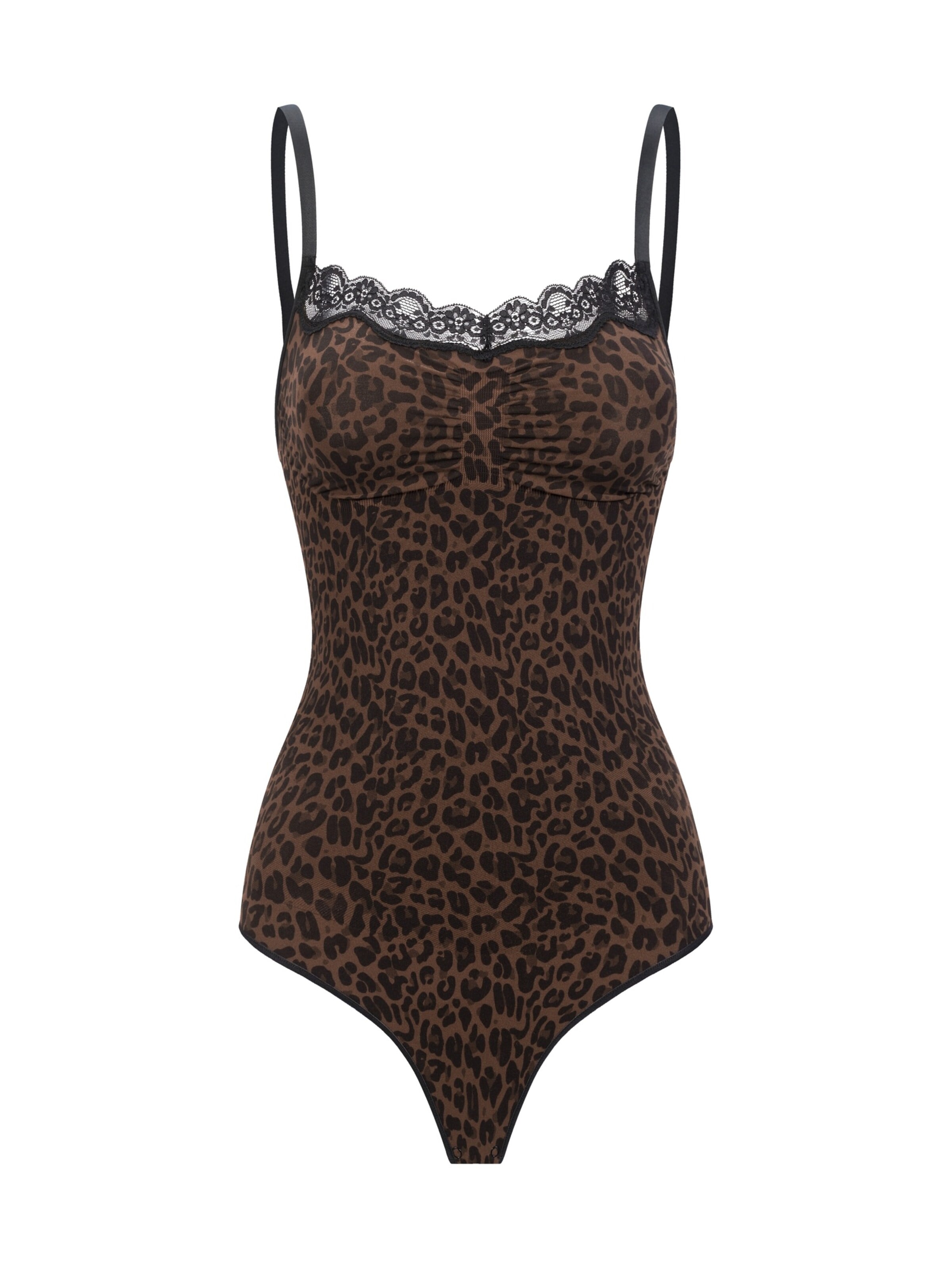 cfab Body modelant 'Bodysuit Sculpting Shapewear mit Lace' en XS en marron chiné, Vue avec produit