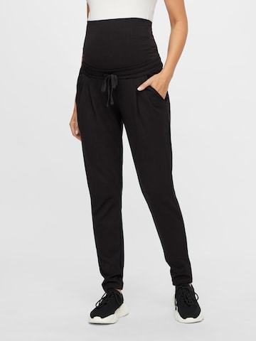 Coupe slim Pantalon 'Lif' MAMALICIOUS en noir : devant