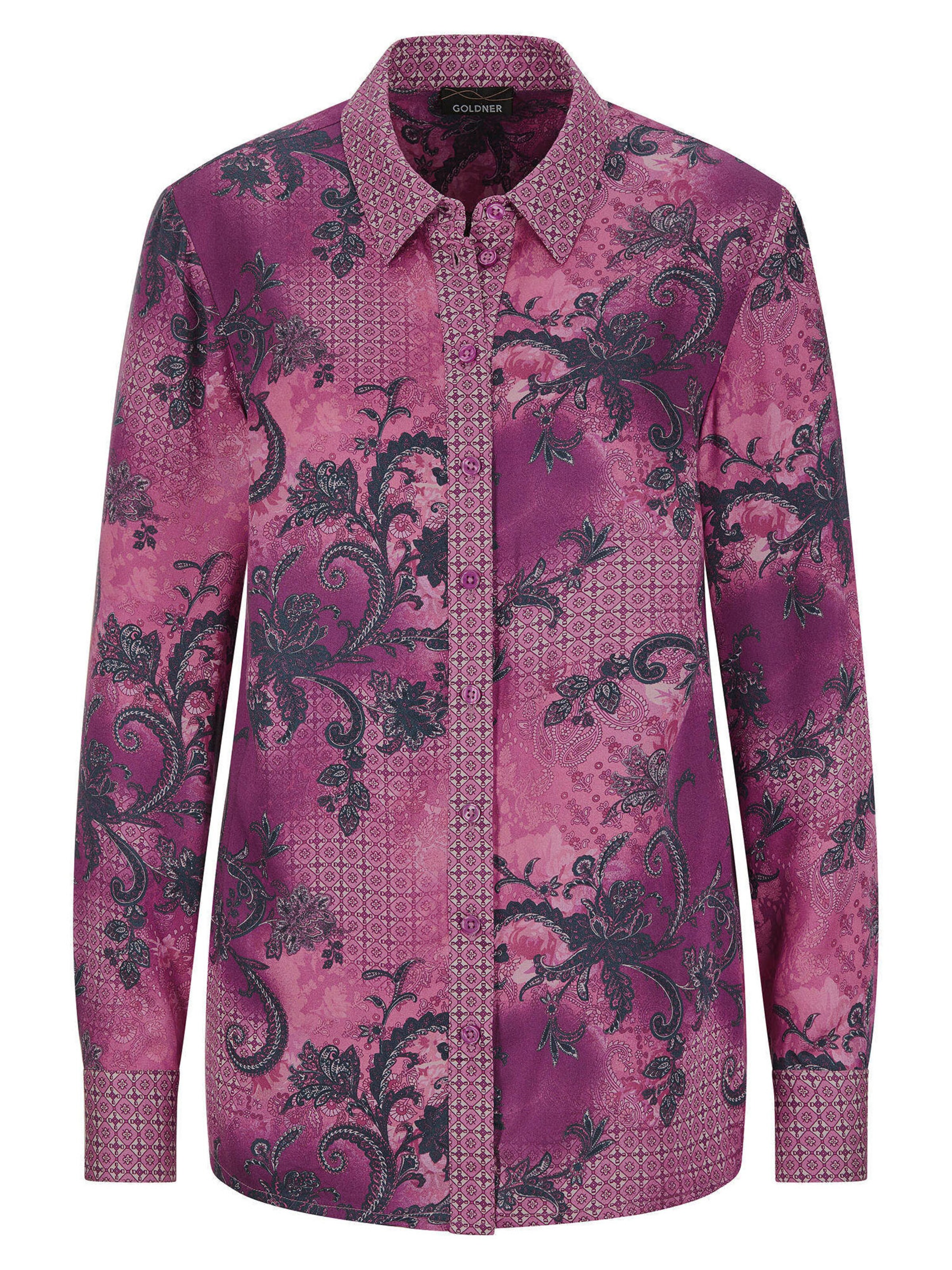 Goldner Bluse in navy / orchidee / dunkellila, Produktansicht