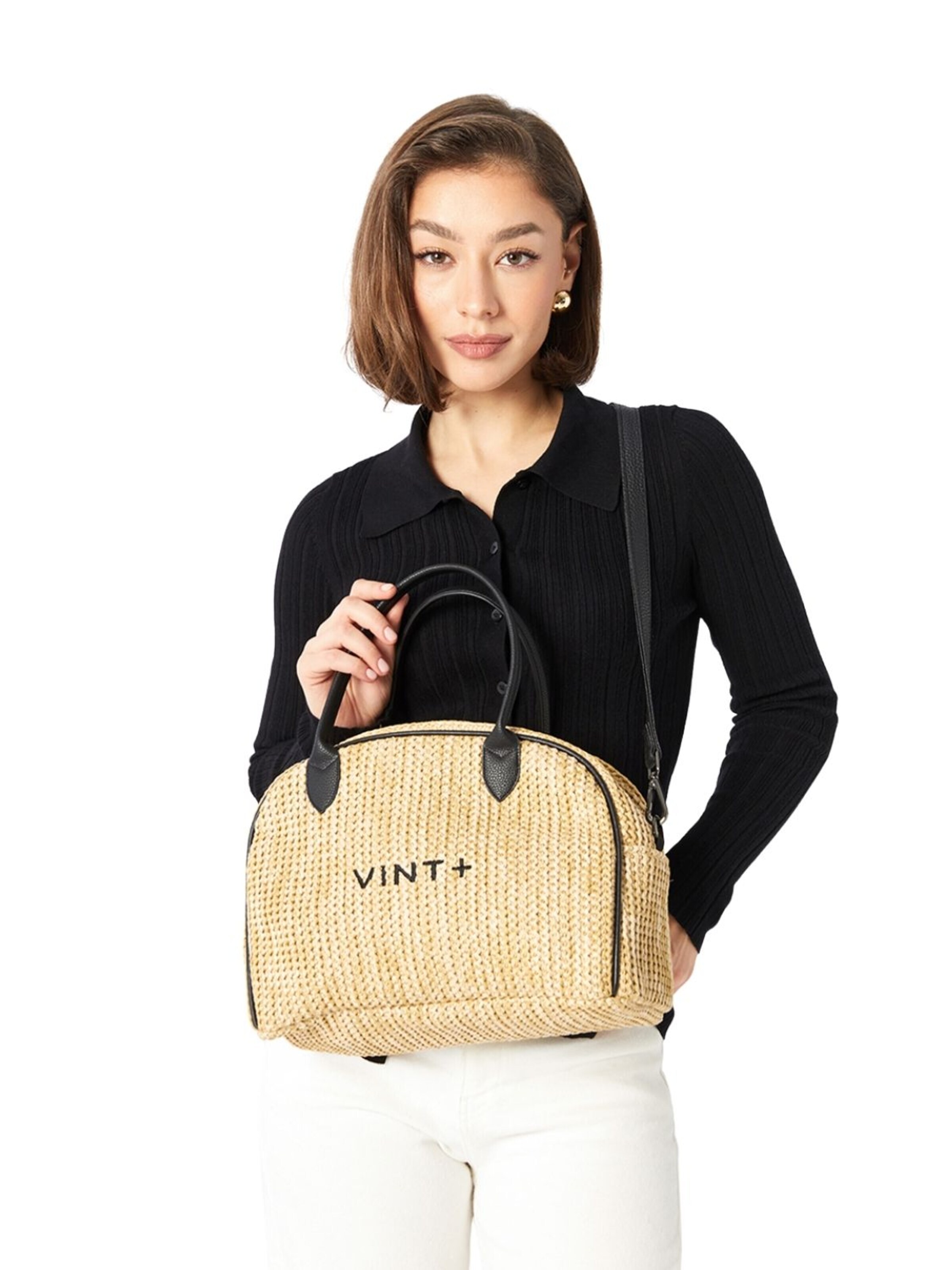 VINT+ Handbag 'Bowling Bag' in Beige