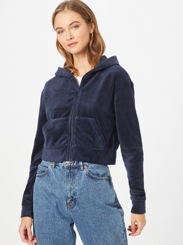 WEEKDAY Zip-Up Hoodie 'Juno' in Blue: front