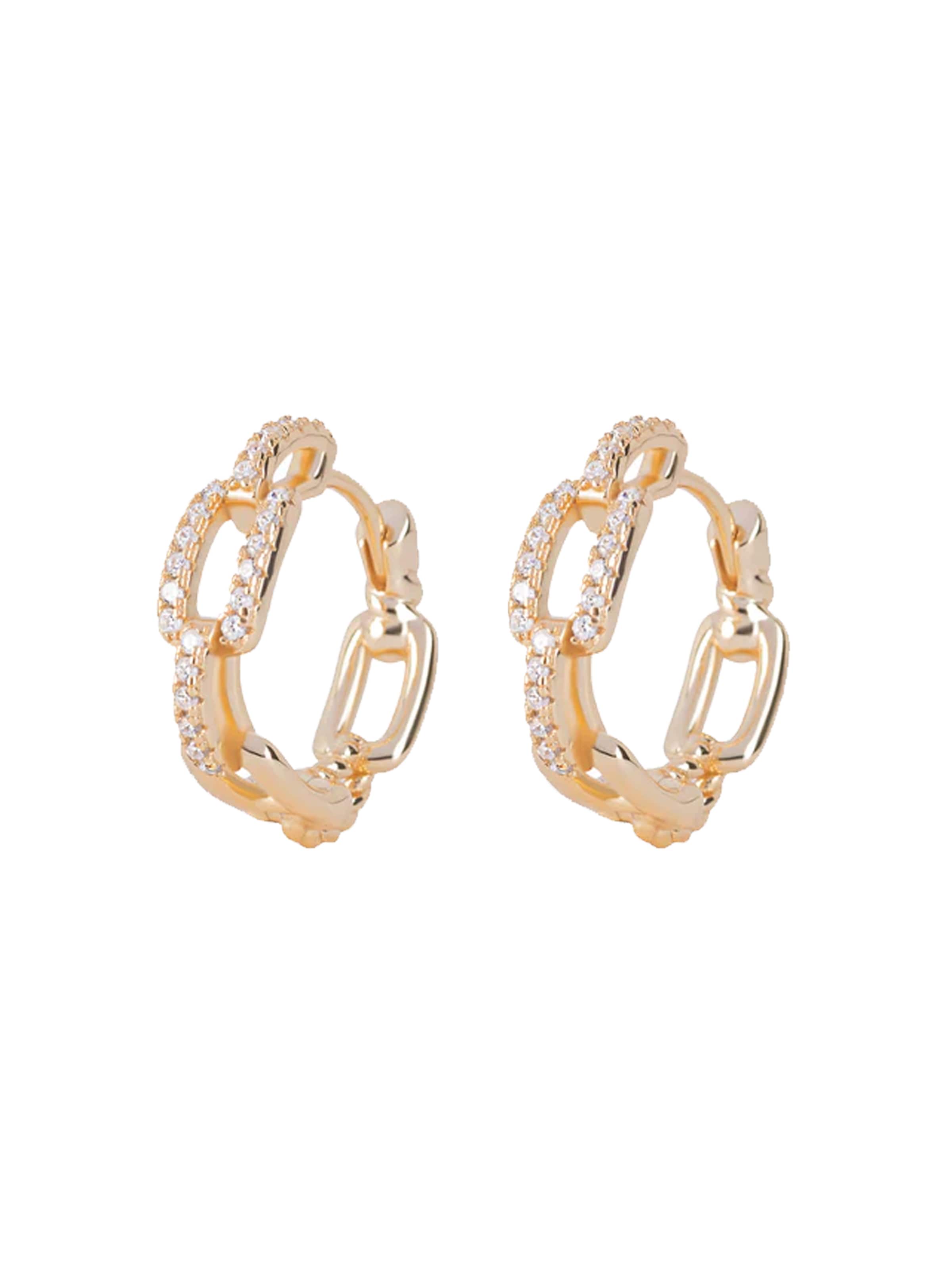 CLASSYANDFABULOUS Jewelry Ohrringe 'DAYA 2in1 - The Small Chain'‌‌ in Gold: Vorderseite