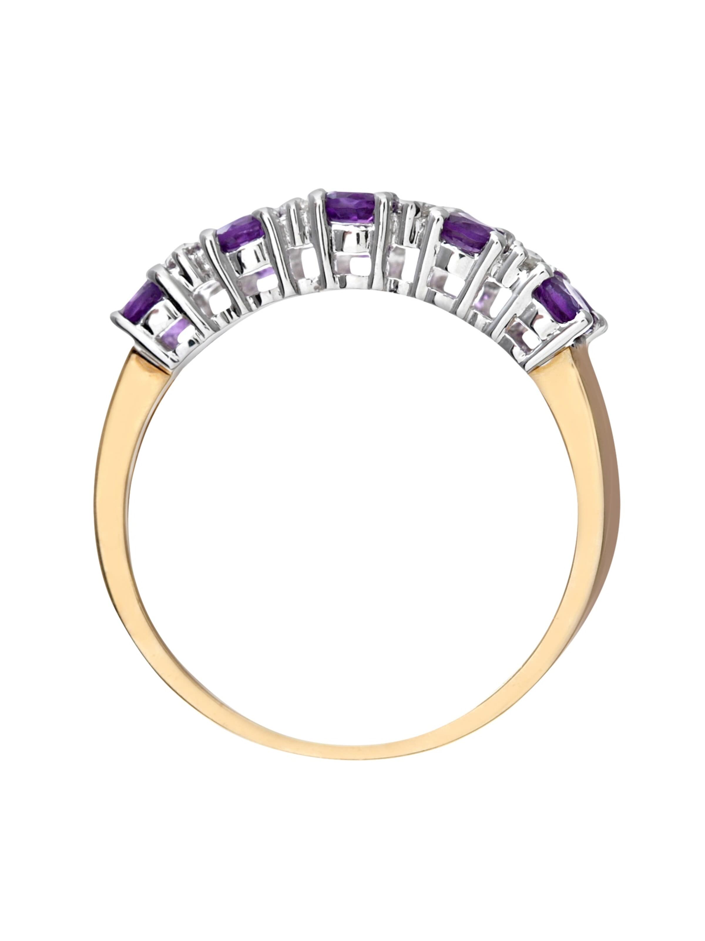 DIAMANT LETERNEL Ring 'Ring aus 375 Gelbgold mit Diamant mit Amethyst' in Gold