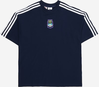 Marškinėliai 'X Minecraft Graphic Tee' iš ADIDAS ORIGINALS, spalva – tamsiai mėlyna / pilka / žaliosios citrinos spalva / balta, Prekių apžvalga