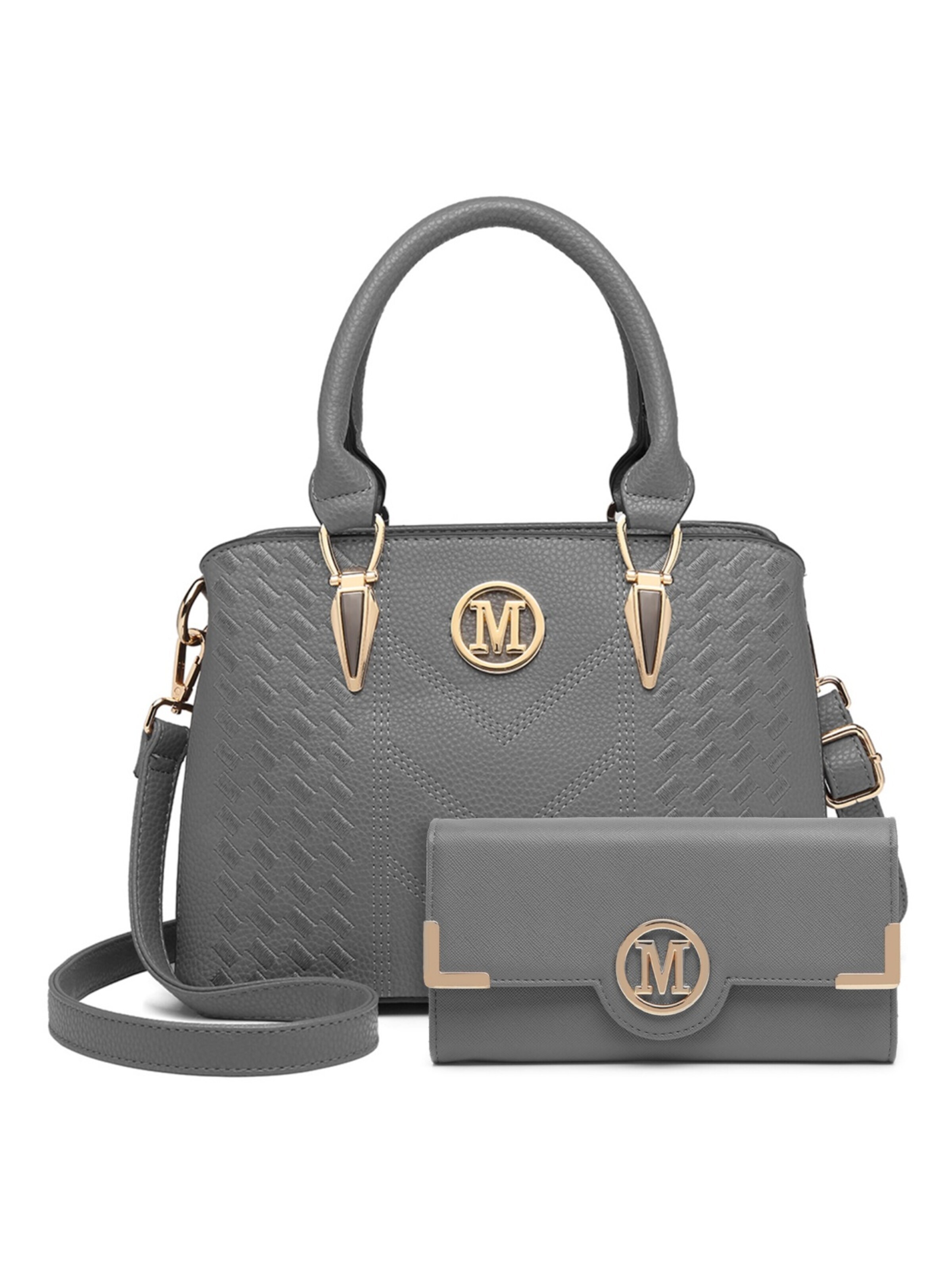 Miss Lulu Shoulder Bag in Grey: front