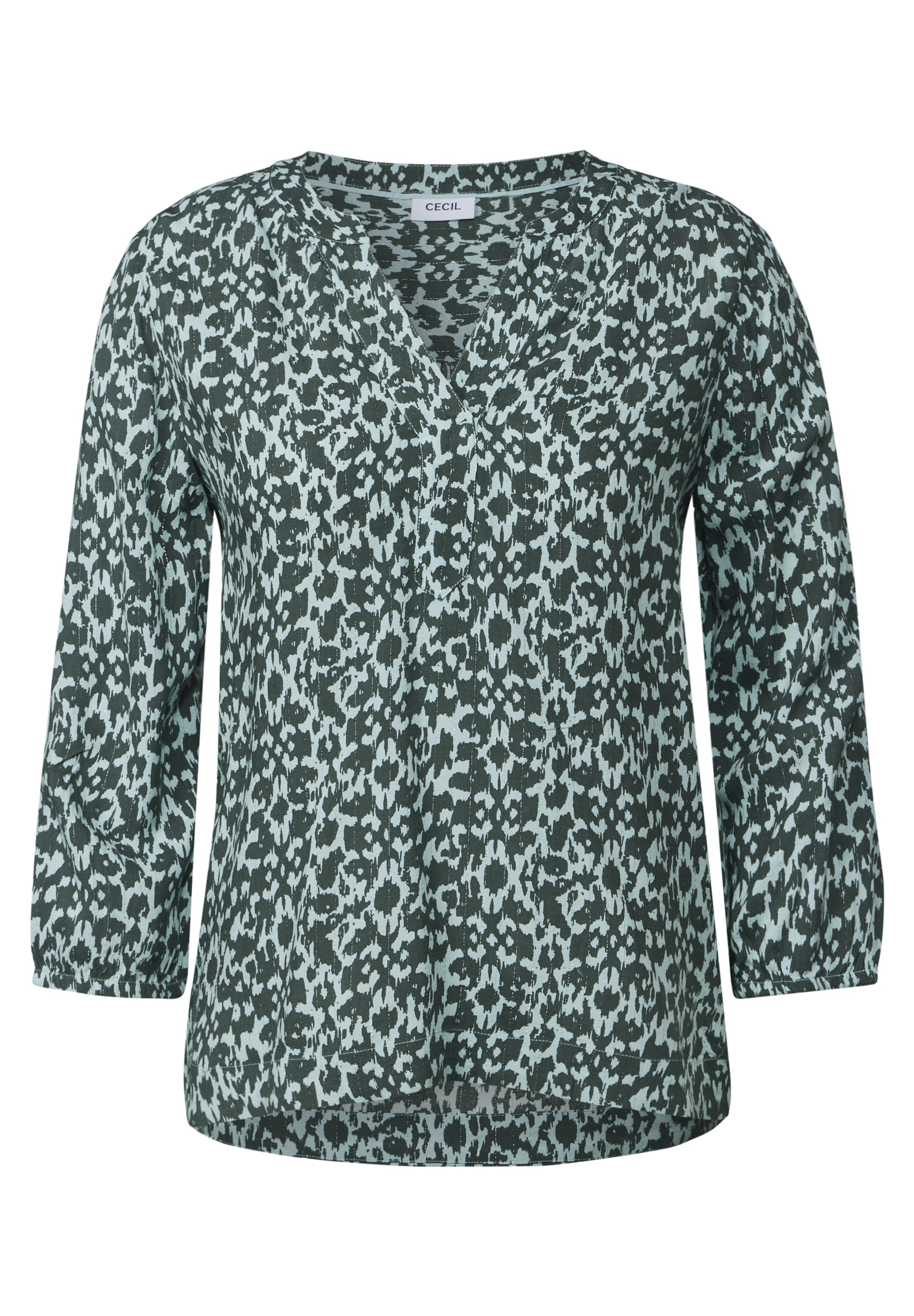 CECIL Print-Bluse mit Glitzer in Grün: Vorderseite