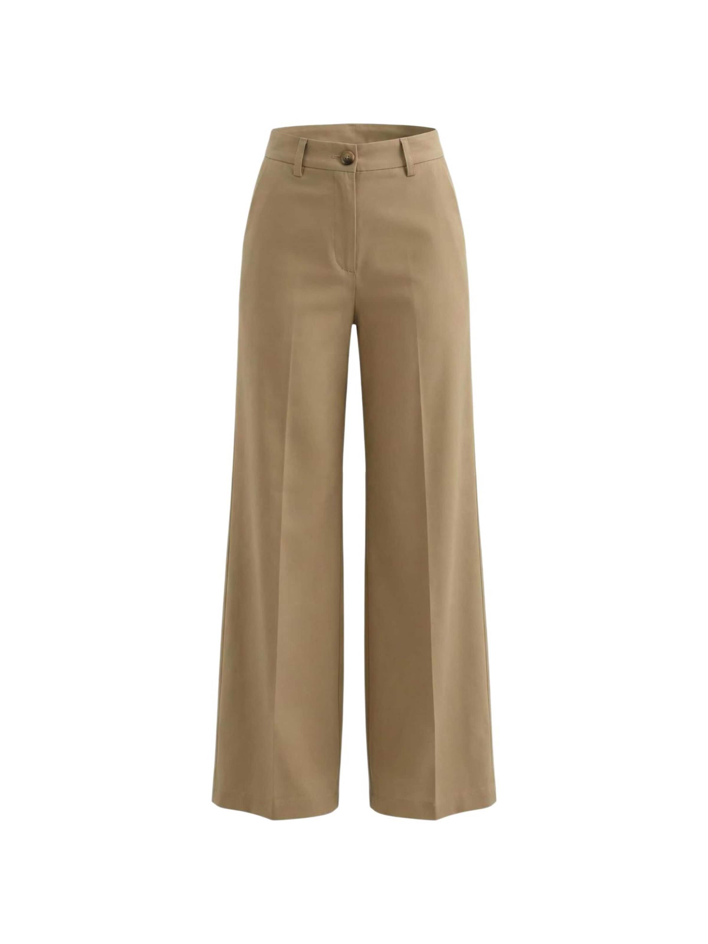 I AM Wide leg Pantalon 'Pantaloni Cotone Vita Alta 13528' in Beige: voorkant