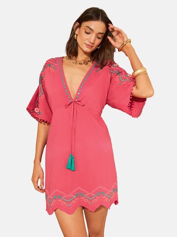 Robe d’été love & roses en rose : devant