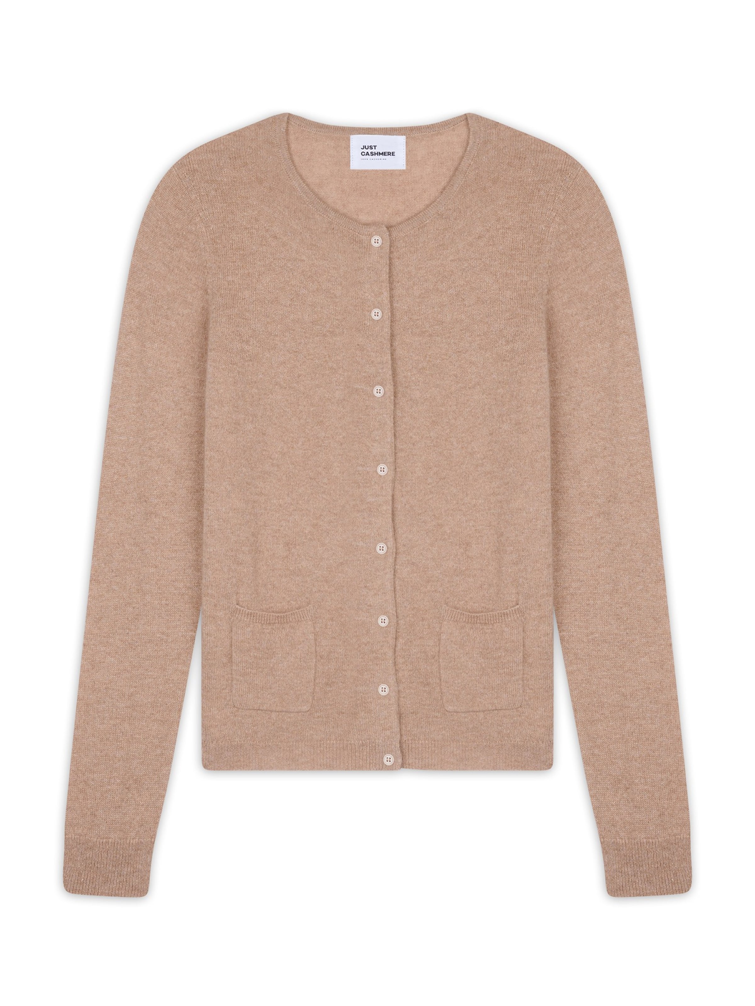 JUST CASHMERE Πλεκτή ζακέτα 'Katharine' σε καφέ: μπροστά