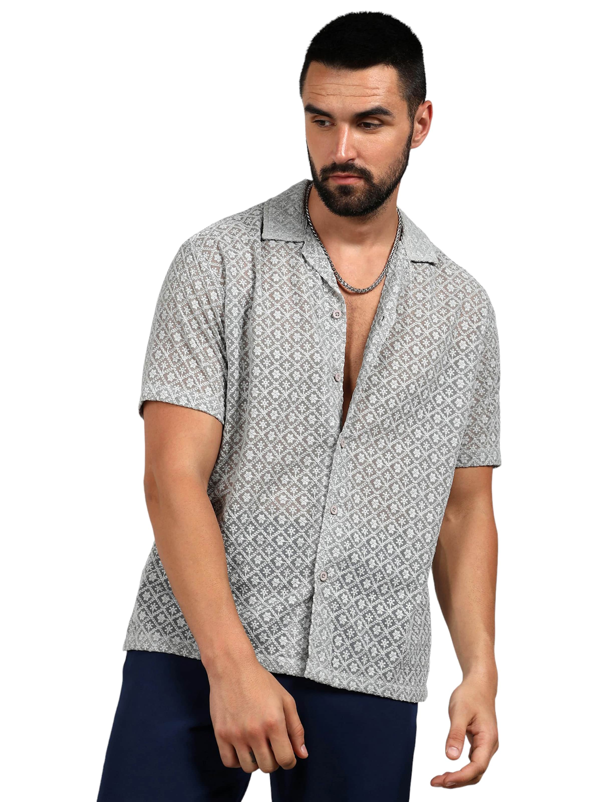 Campus Sutra Rovný strih Košeľa 'Leonel' - Sivá: predná strana