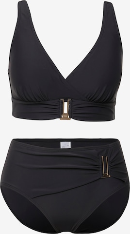 Ulla Popken Triangle Bikini in Black: front