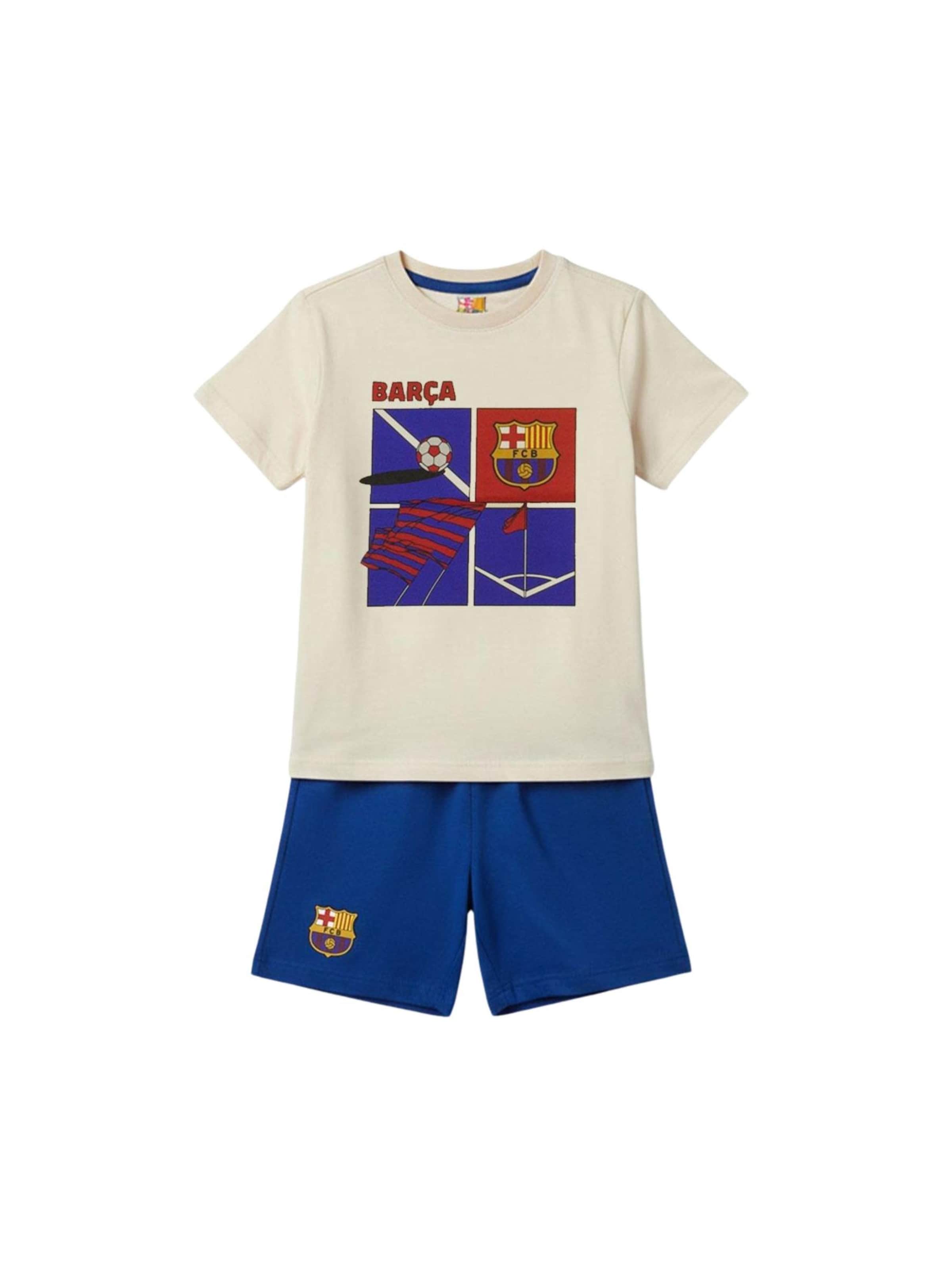 Pyjama 'Short Pajamas Single Jersey FC Barcelona' Cerdá en blanc : devant