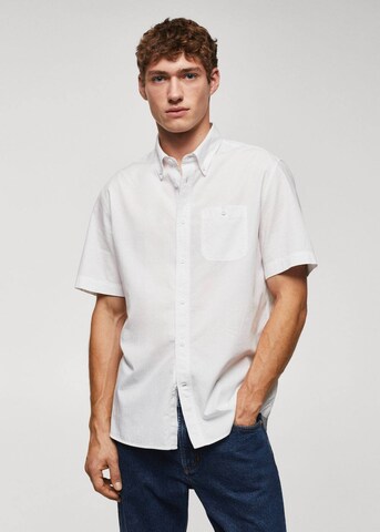 MANGO MAN Regular fit Button Up Shirt 'Ginza' in White: front