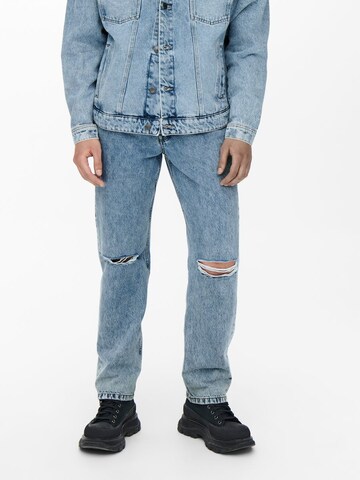 Only & Sons Loosefit Jeans i blå: forside