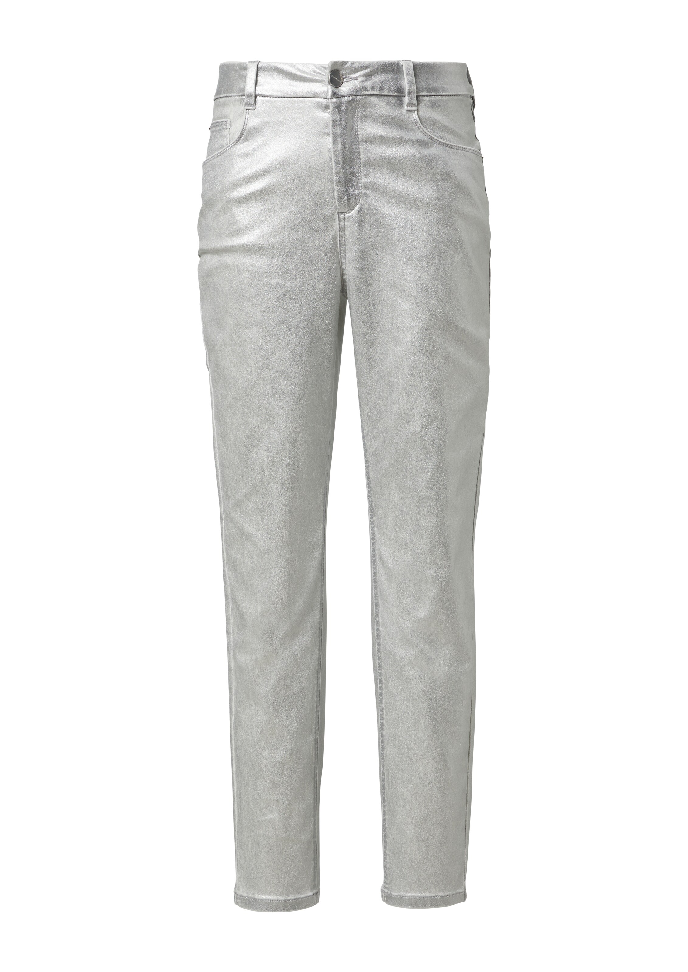 COMMA Slimfit Broek in Zilver: voorkant
