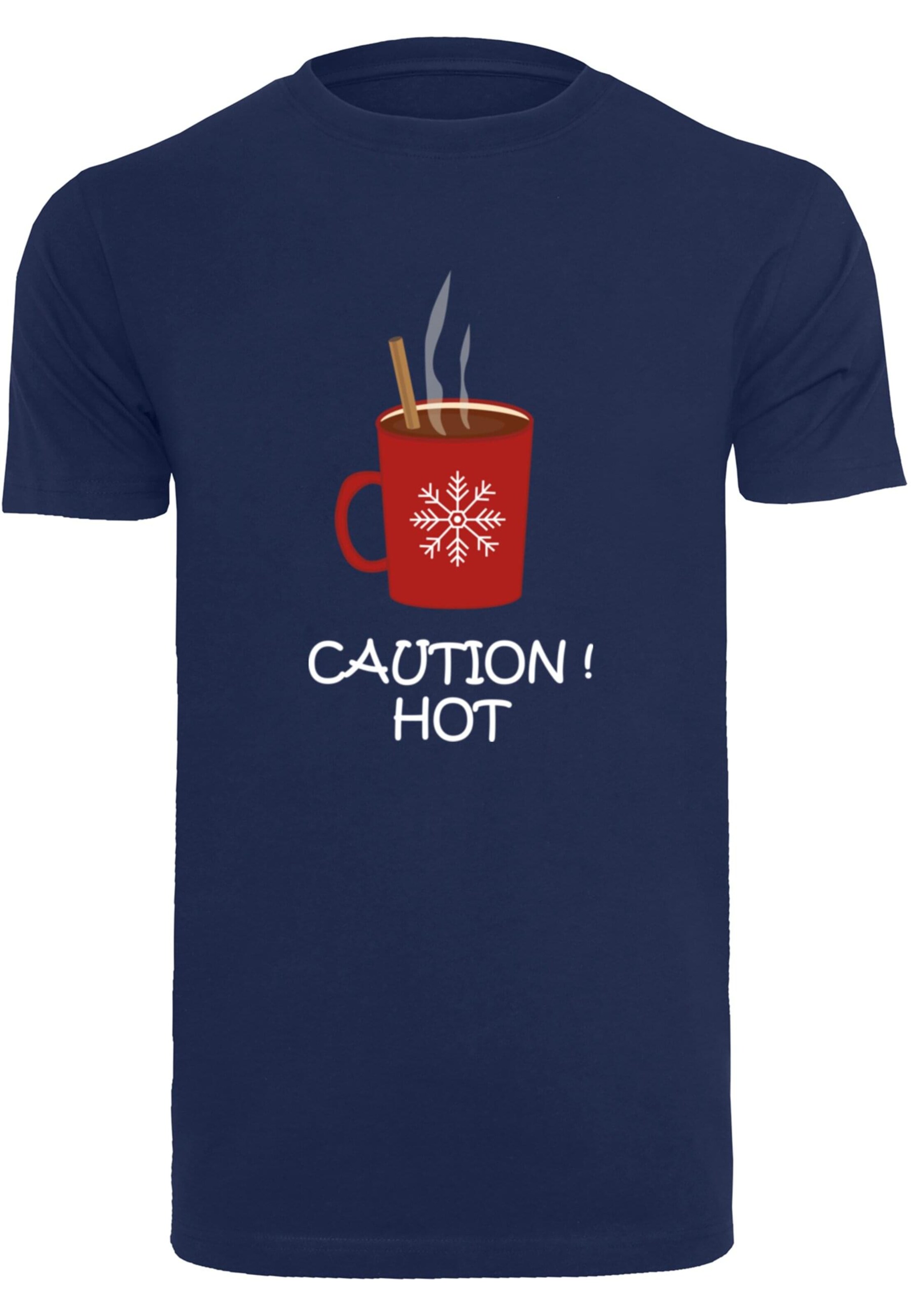 Merchcode Shirt 'Caution Hot' in Blauw: voorkant