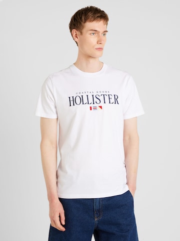 balts HOLLISTER T-Krekls 'COASTAL': no priekšpuses