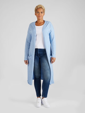 ONLY Carmakoma Gebreid vest 'NEW ESLY' in Blauw: voorkant