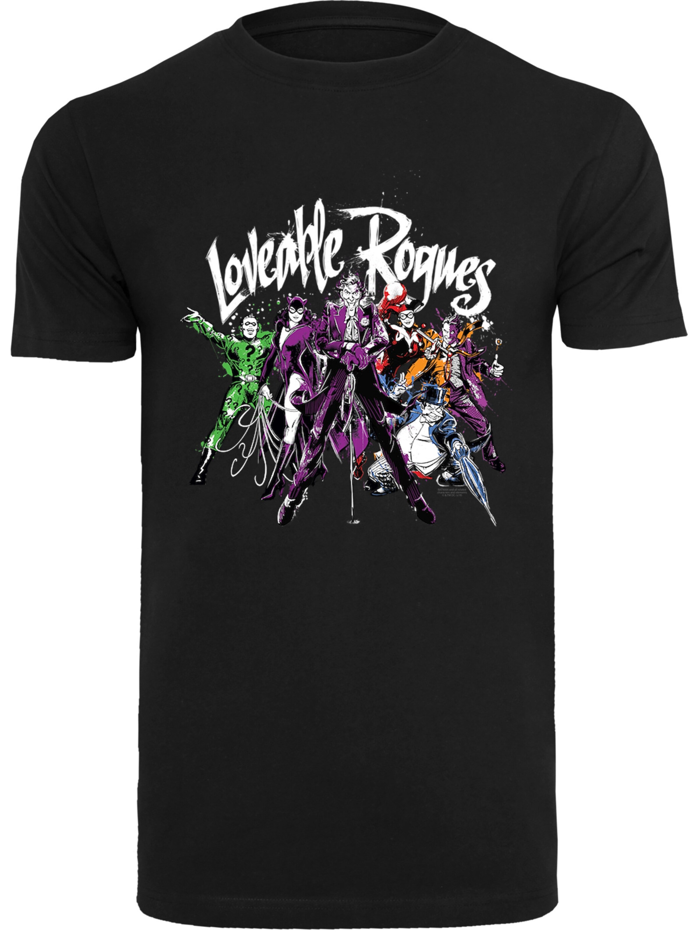 T-Shirt 'Batman Loveable Rogues' F4NT4STIC en noir : devant