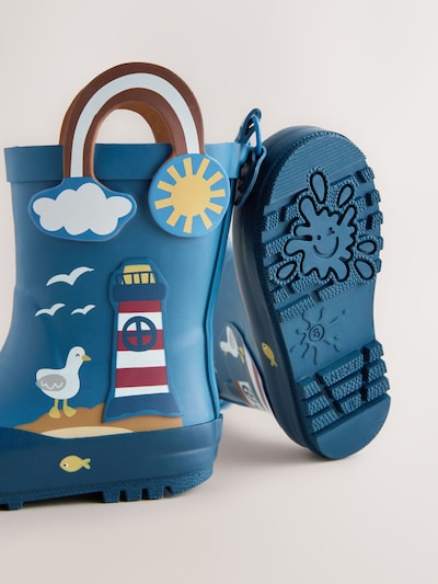 Next Gummistiefel in blau / gelb / rot / weiß, Produktansicht