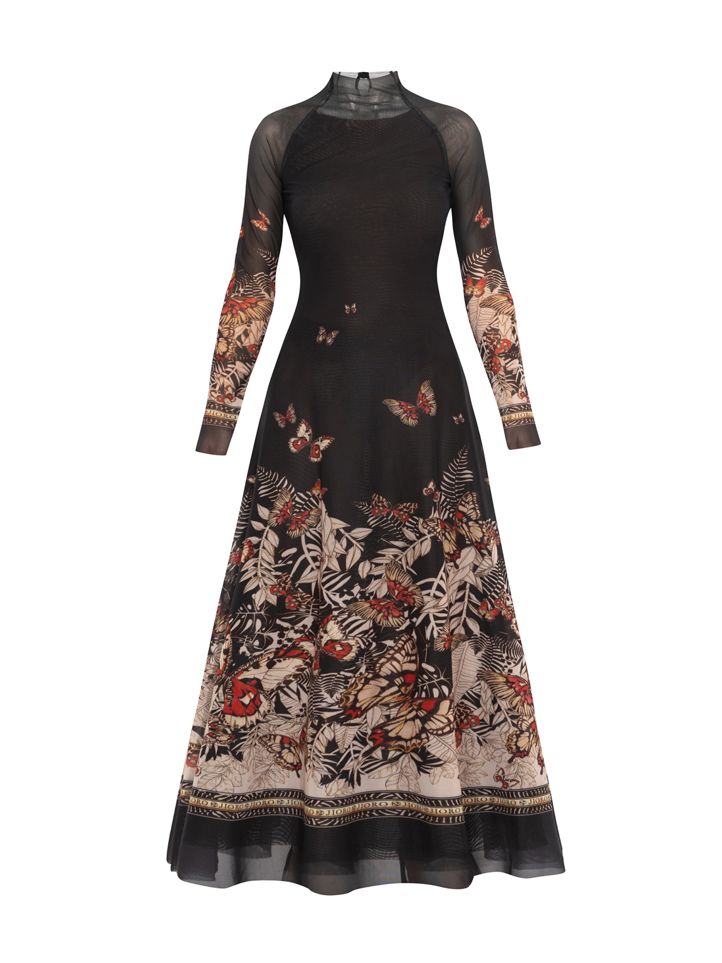 JIORO Dress 'MIDNIGHT BUTTERFLIES' in Black
