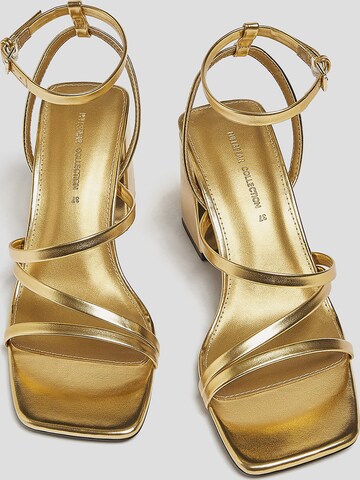 Pull&Bear Sandały z rzemykami w kolorze złoty
