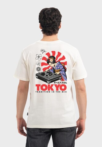 Oldskull T-Shirt 'Asian Neon Djane Logo' in Weiß: Vorderseite