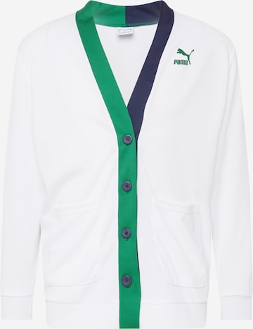 PUMA Knit Cardigan in White: front