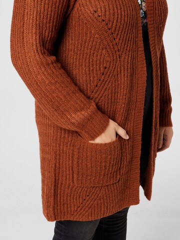 ONLY Carmakoma Knit Cardigan 'Carbernie' in Brown