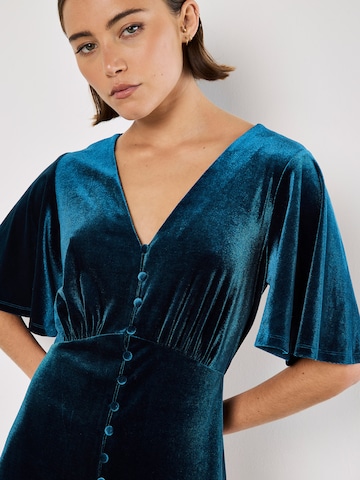 Apricot Velvet Button-Down Mini Dress ' ' in Blau