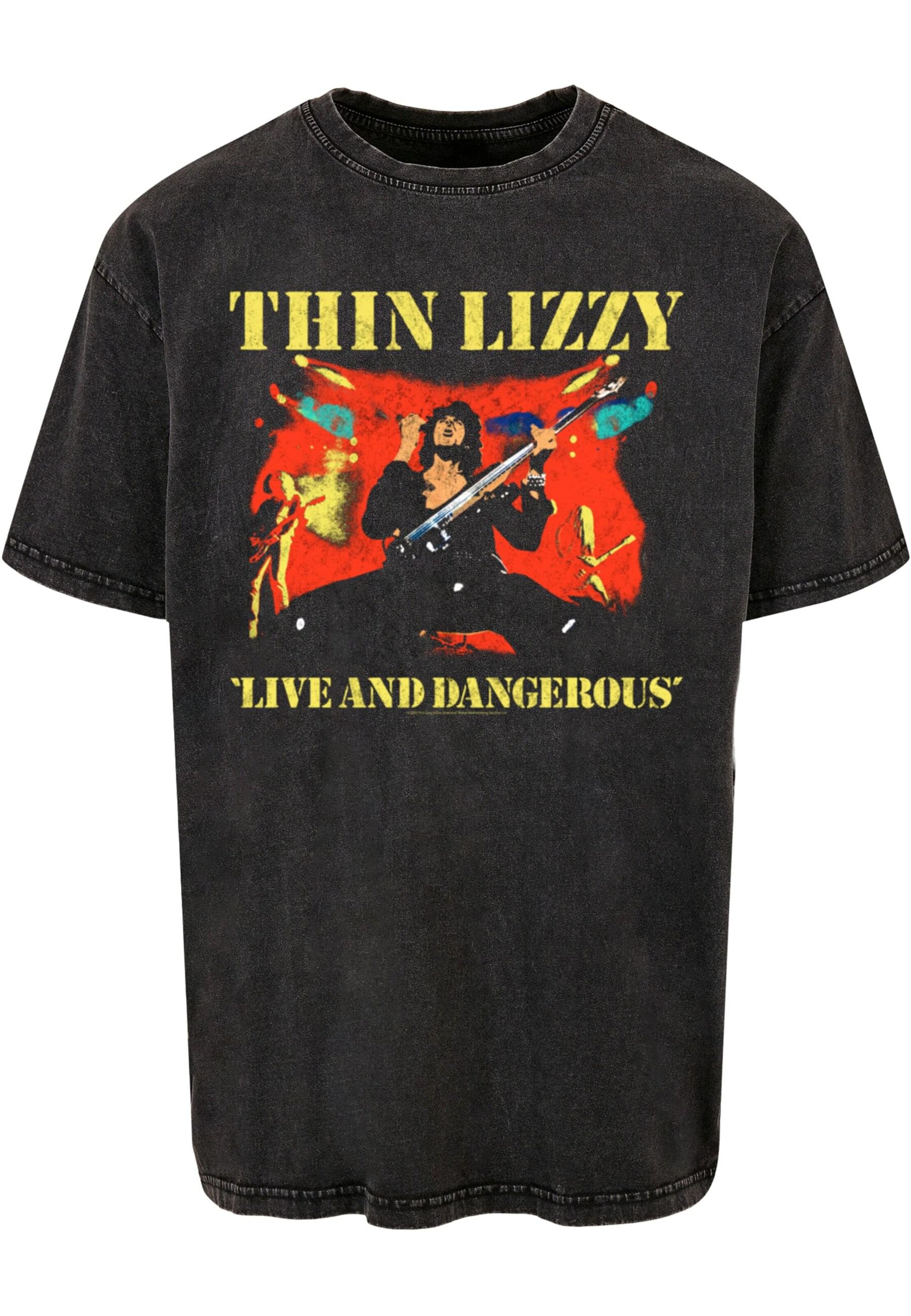 Merchcode Shirt 'Thin Lizzy - LAD Bootleg' in Zwart: voorkant