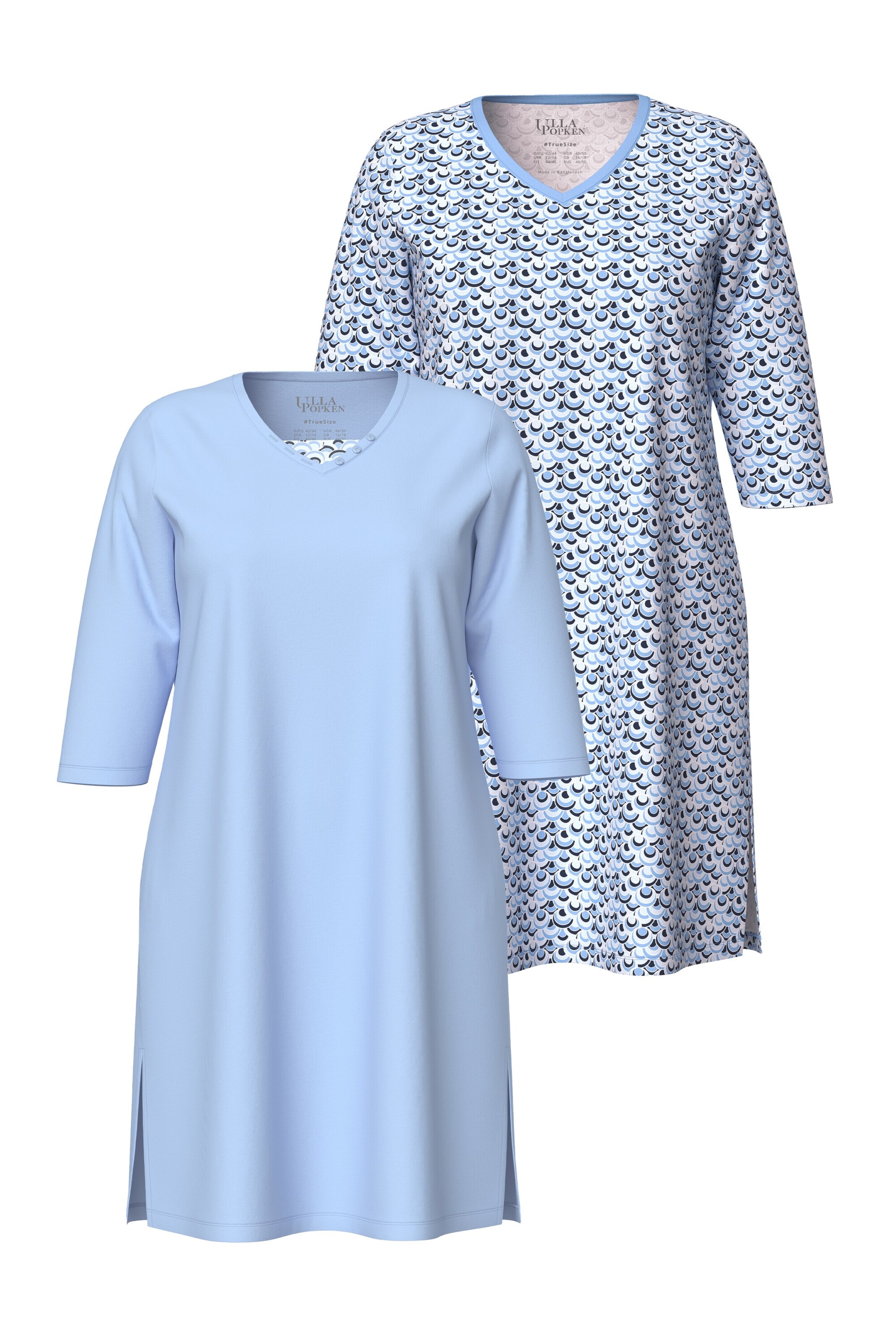 Ulla Popken Nachthemd in Blauw: voorkant