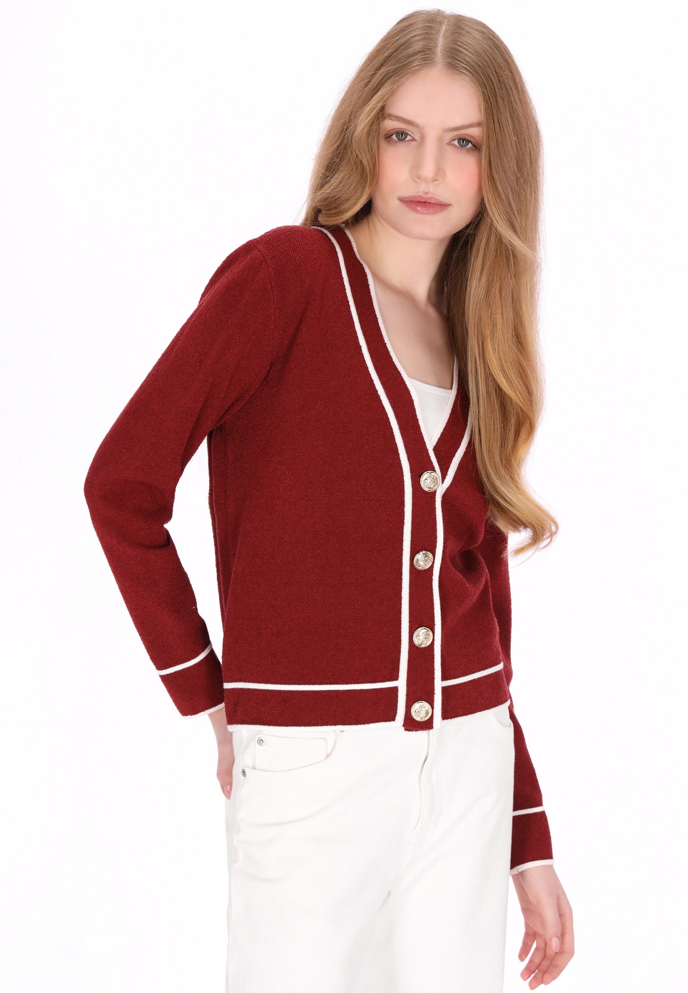 Cardigan DreiMaster Maritim en rouge : devant