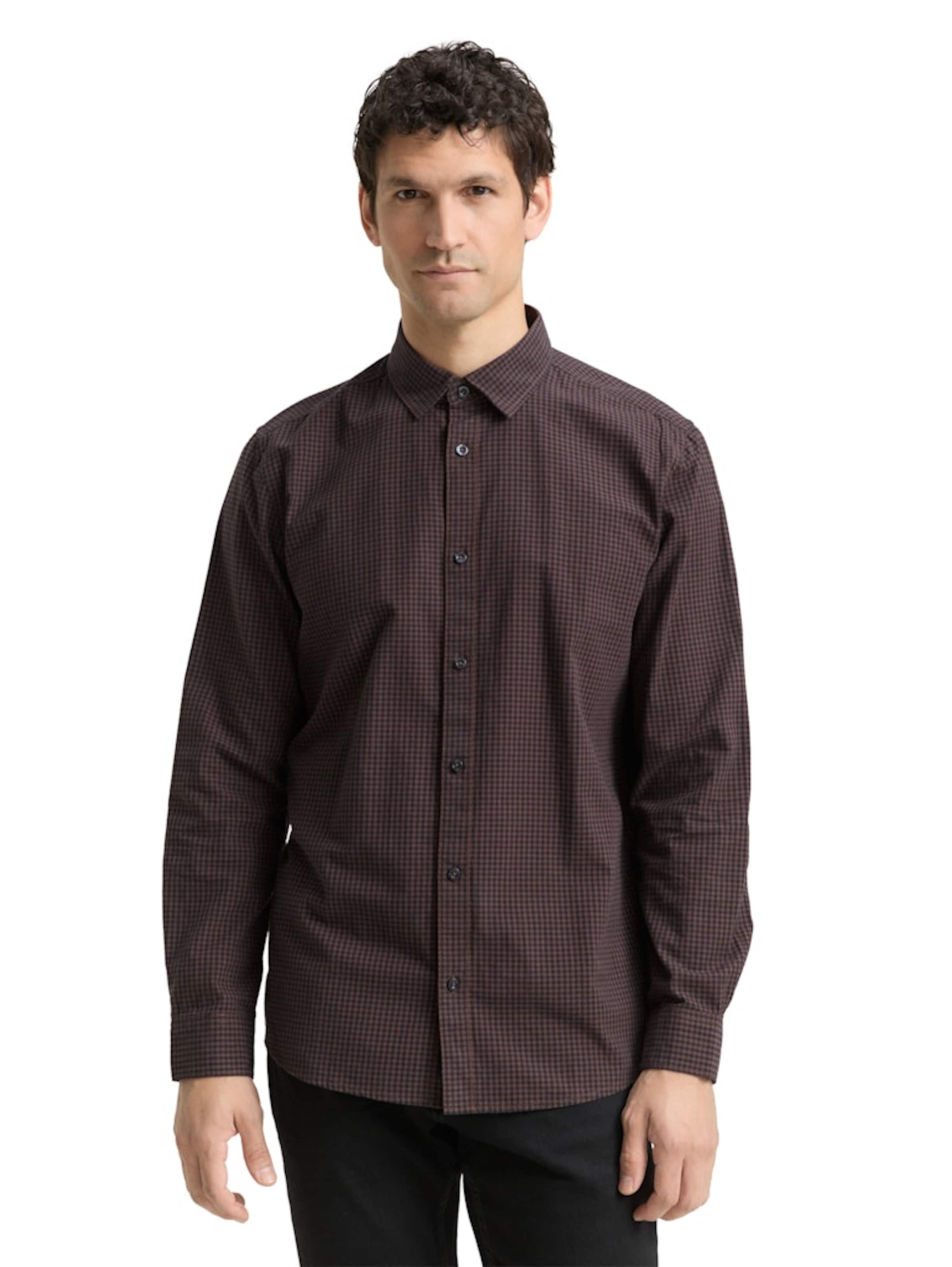 TOM TAILOR Regular fit Риза в кафяво: отпред